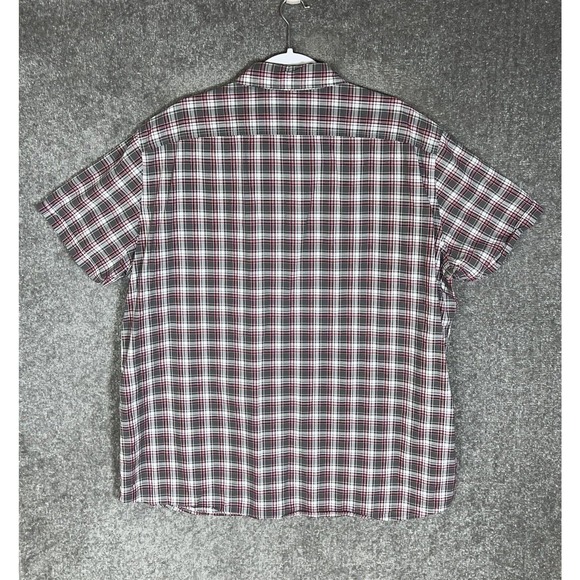 Apt 9 Short Sleeve Plaid Button Up Shirt Mens Size XXL Gray Red White Pockets - Picture 2 of 8